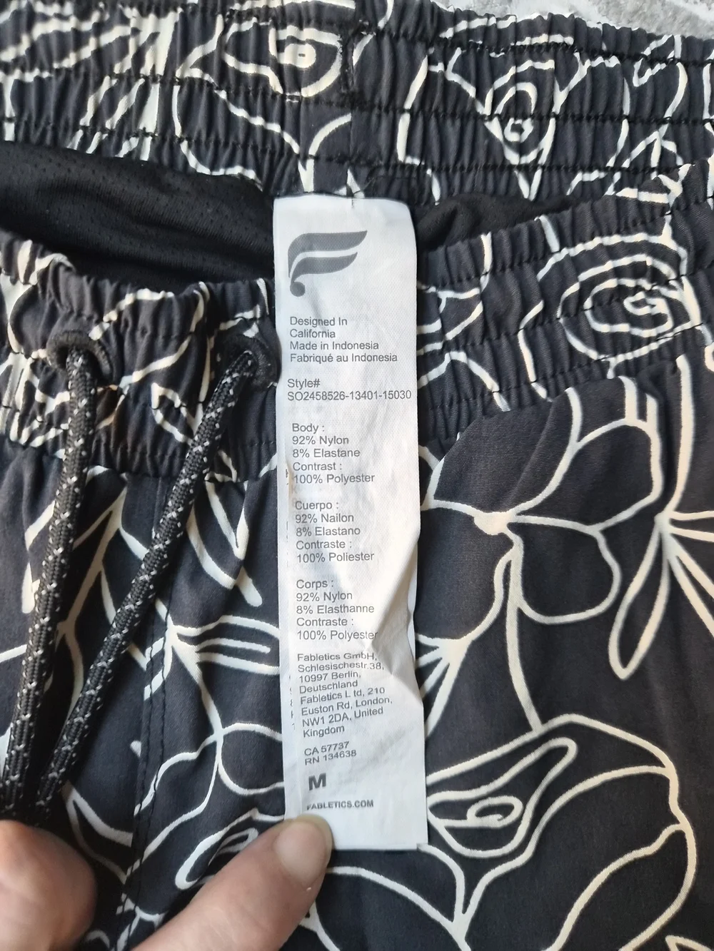 Fabletics The Cabana Shorts Black White Rose Floral 5
